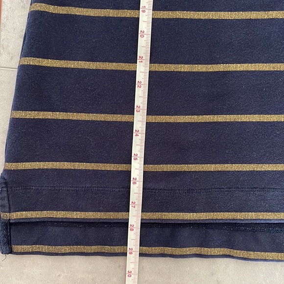 CHARTER CLUB Woman Weekend 2X long sleeve navy top glittery gold stripes high-lo - Picture 7 of 9